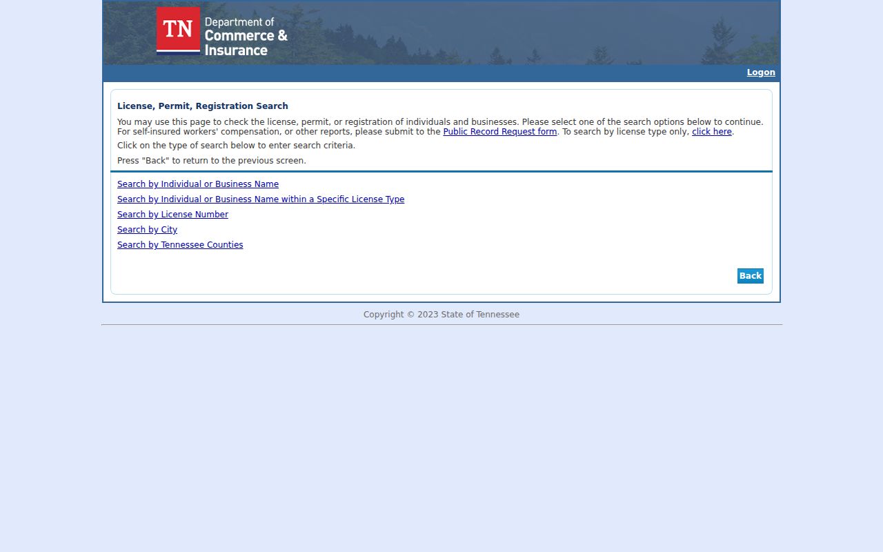 Collierville people search through Tennessee professional license records