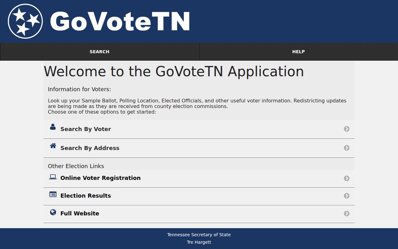 Collierville voter registration lookup modes in GoVoteTN